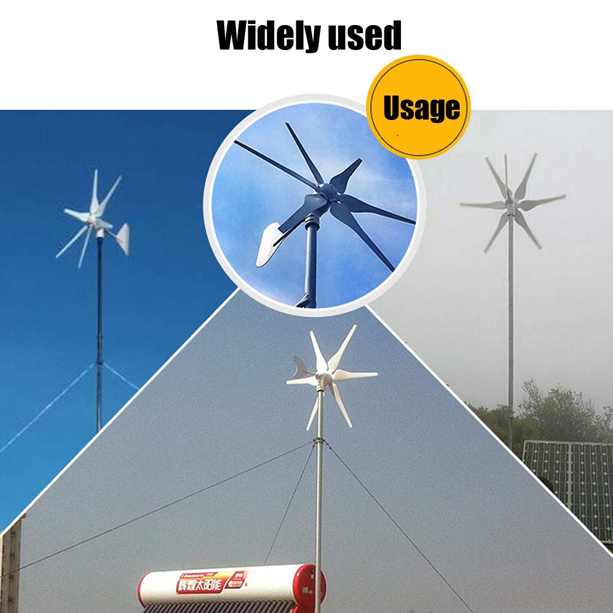 Windkraftanlagen 1000 W Horizontalachse 5-Blatt-Windkraftanlagen, Generator für die Stromversorgung von Straßenlaternen zu Hause Kleiner Windmühlen-Generatormotor 12 V / 24 V