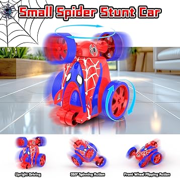 Spider Remote Control Car Toy, Gift for Kids Boys Age 3 4 5 6 7 Years Old | Mini RC Radio Stunt Car Toy for Girls Toddlers Christmas Birthday Present Stocking Filler Cool Children Stuff