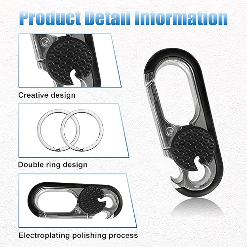 Miniatura 3 de Augeny Llavero de coche con abridor de botellas, soporte para llavero de automóvil antipérdida, accesorios universales para hombres y mujeres (negro)