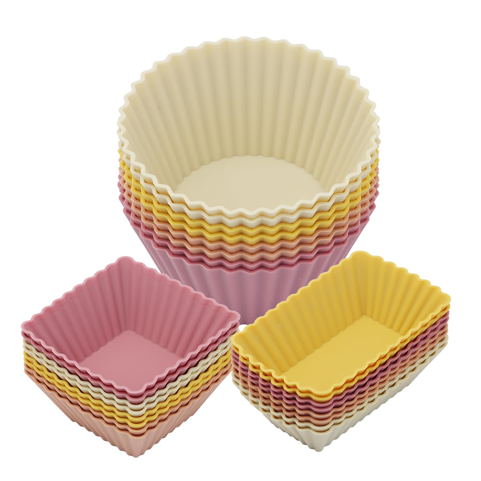 24Pack Silicone Muffin Baking Cups Cupcake Liners Lunch Box Bento Dividers
