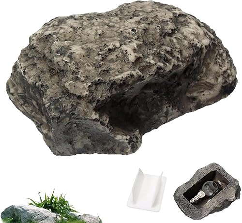 Miniatura 8 de Cyrank Piedra de roca al aire libre oculta una llave, llave falsa con aspecto de roca falsa, soporte para llaves de roca falsa, decoración exterior,