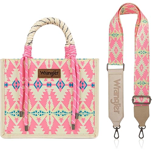 Montana West Wrangler Cute Tote Bag with Zipper Western Canvas Crossbody Handbag with Adjustable Strap