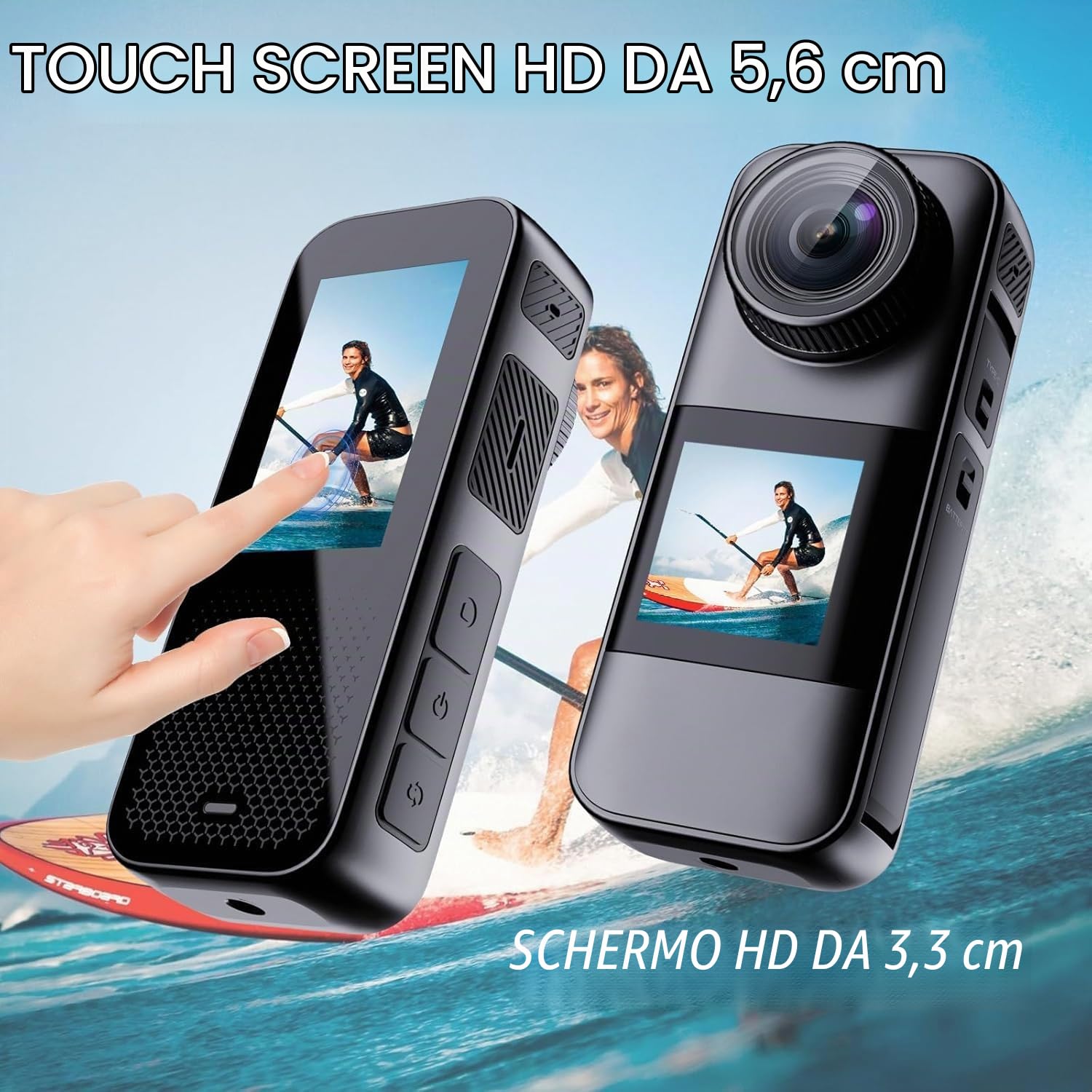 Xilecam Action Cam Doppio Schermo Fotocamera Impermeabile Moto Con Scheda e Vari Accessori（grigio canna di fucile）
