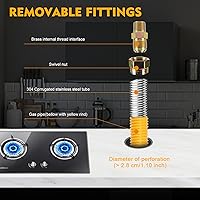 Vista 6 de Kit de conector de línea de gas de 36 pulgadas, línea de gas flexible para estufa, secador, diámetro de tubería de 1 pulgada. OD