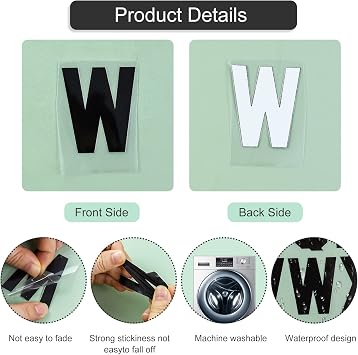 52PCS Iron on Patches 2 Inch Letter Transfers for Sport T Shirts & Team Clothes Slogan Printing DIY Crafts (Black)