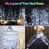 Vista 7 de Paquete de 2 series de 20 pies con 60 luces LED y temporizador, impermeables, para exteriores e interiores, luz parpadeante que funciona