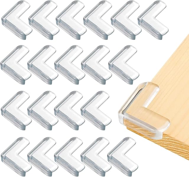 20 x Table Corner Protectors, Table and Furniture Corner Protectors, Transparent Corner Protectors for Baby Home Safety