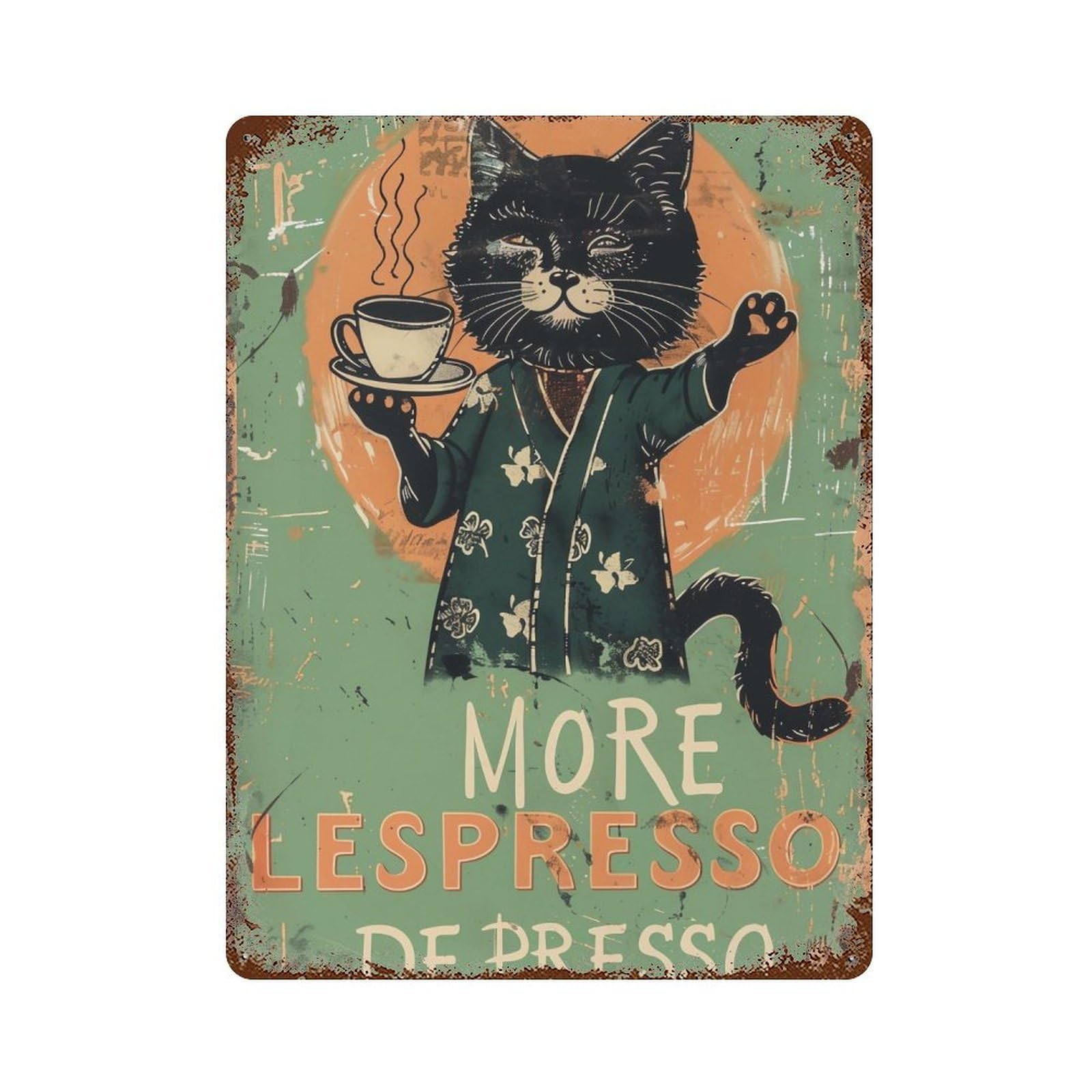 FHUYEURHRY More Espresso Less Depresso Cat 04 Wall Decor Retro Iron Vintage Art Metal Tin Sign Poster Modern Home Cofffee Club Art Bar Shop Decorations Style-22 40x30cm