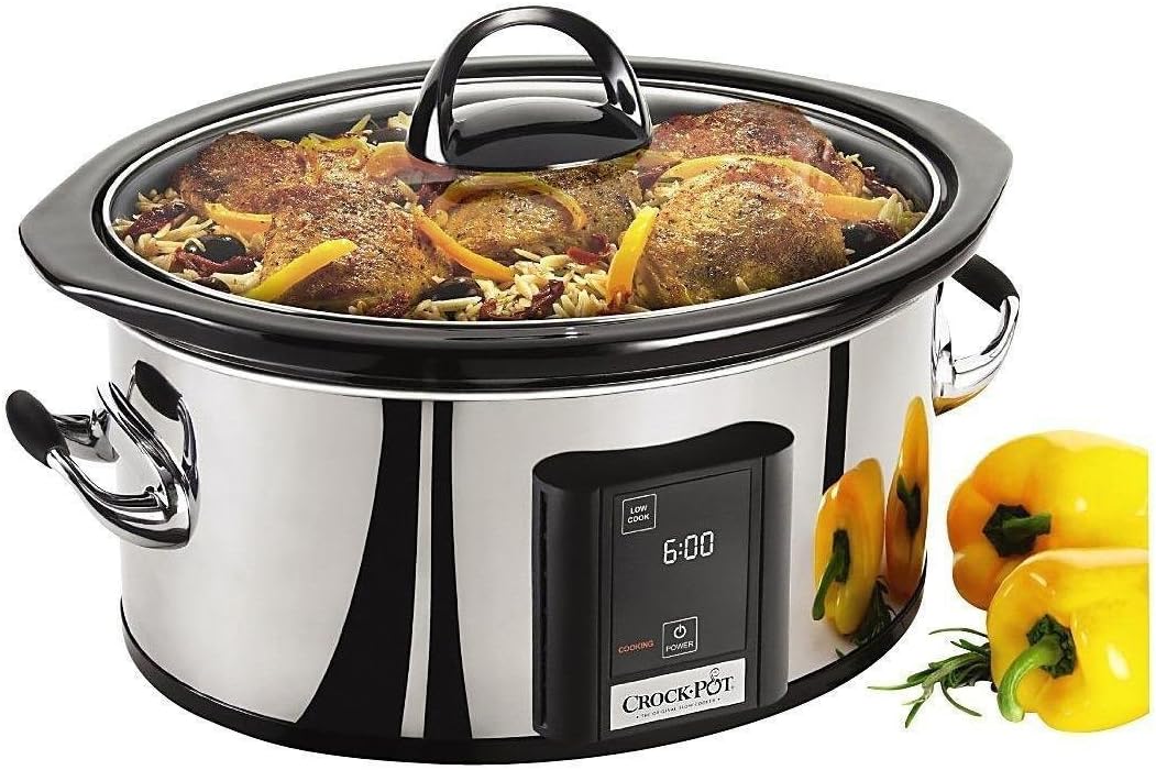Crock-Pot 6.5-Quart, Programmable Touchscreen Slow Cooker, Silver, SCVT650-PS