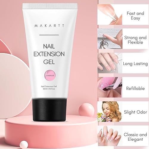 Vista 94 de Makartt - Gel de uñas de polietileno, 1.7 oz (50 ml), constructor, extensión, fortalecedor, gel de color duro, multifuncional, larga duración, fácil