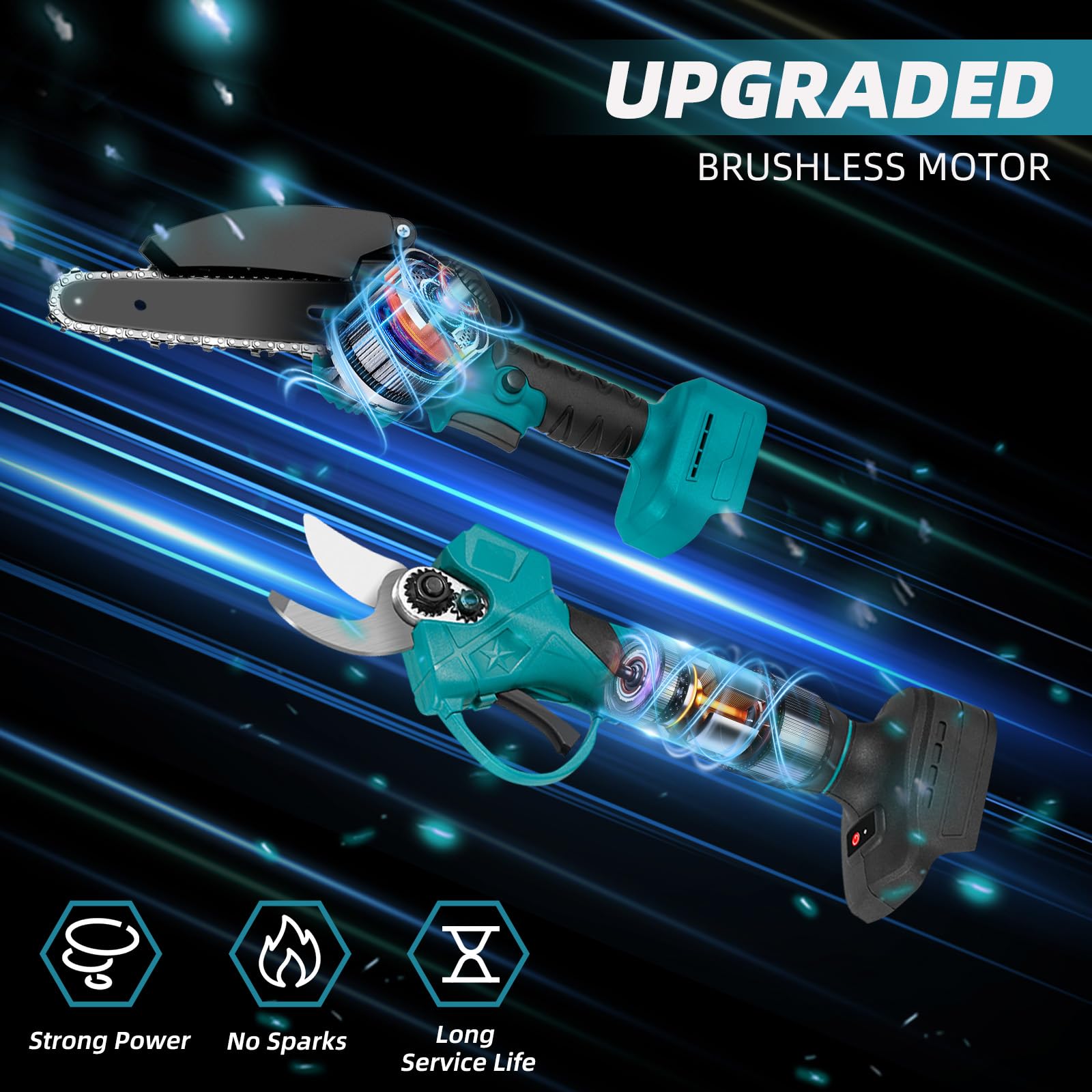 Yofidra 4-en-1 6 Pouces Tronçonneuse Télescopique & 25 mm Sécateur Électrique, Élagueuse Télescopique Électrique avec 2 3.0Ah Batteries, Angle Réglable à 180°, Portée Maximale Jusqu'à 4,6 m