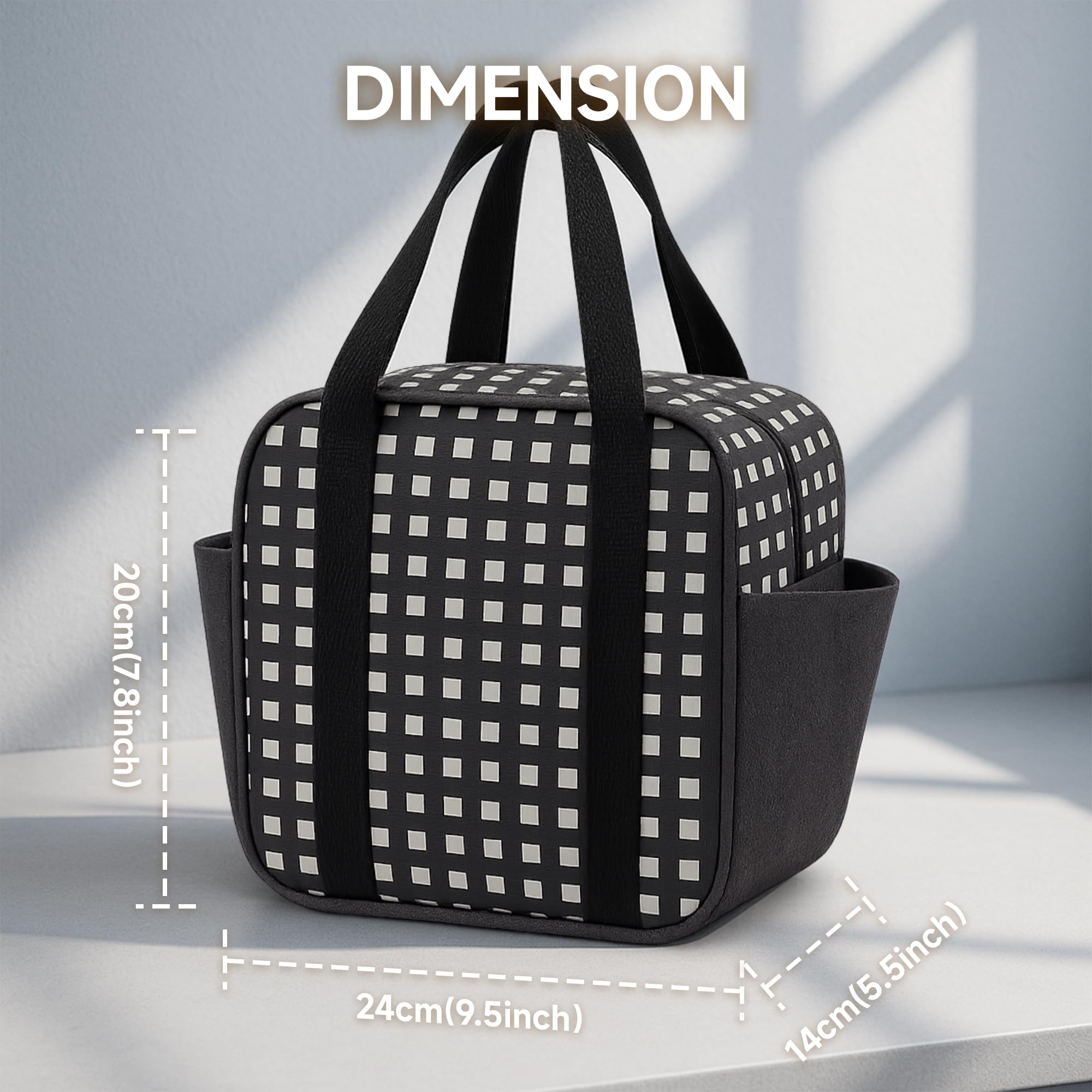 Urban Nest Borsa Pranzo Isolata per Adulti, Borsa Termica con Tasche Laterali, Borsa Frigo Riutilizzabile per Lavoro, Scuola, Picnic, Conservazione Cibo, Idea Regalo (24x14x20cm)