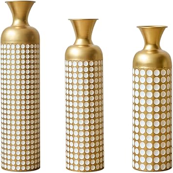 Metal Floor Vases Set of 3 Tall Decorative Standing Vases 83/65/50 cm for Pampas Grass Dried Flowers and Modern Living Room Hallway and Bedroom Decoration Large Vases with Timeless Design Antique Bronze