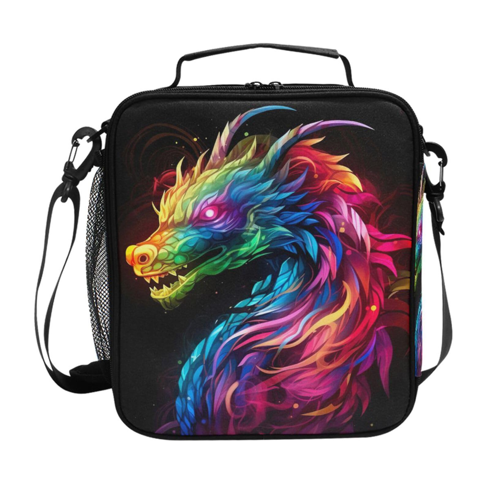 UMIRIKO Kids Lunch Box Rainbow Flame Dragon Cooler Insulated for Boys and Girls, Lunch Bag with Shoulder Strap for School, Picnic Meal 20847440