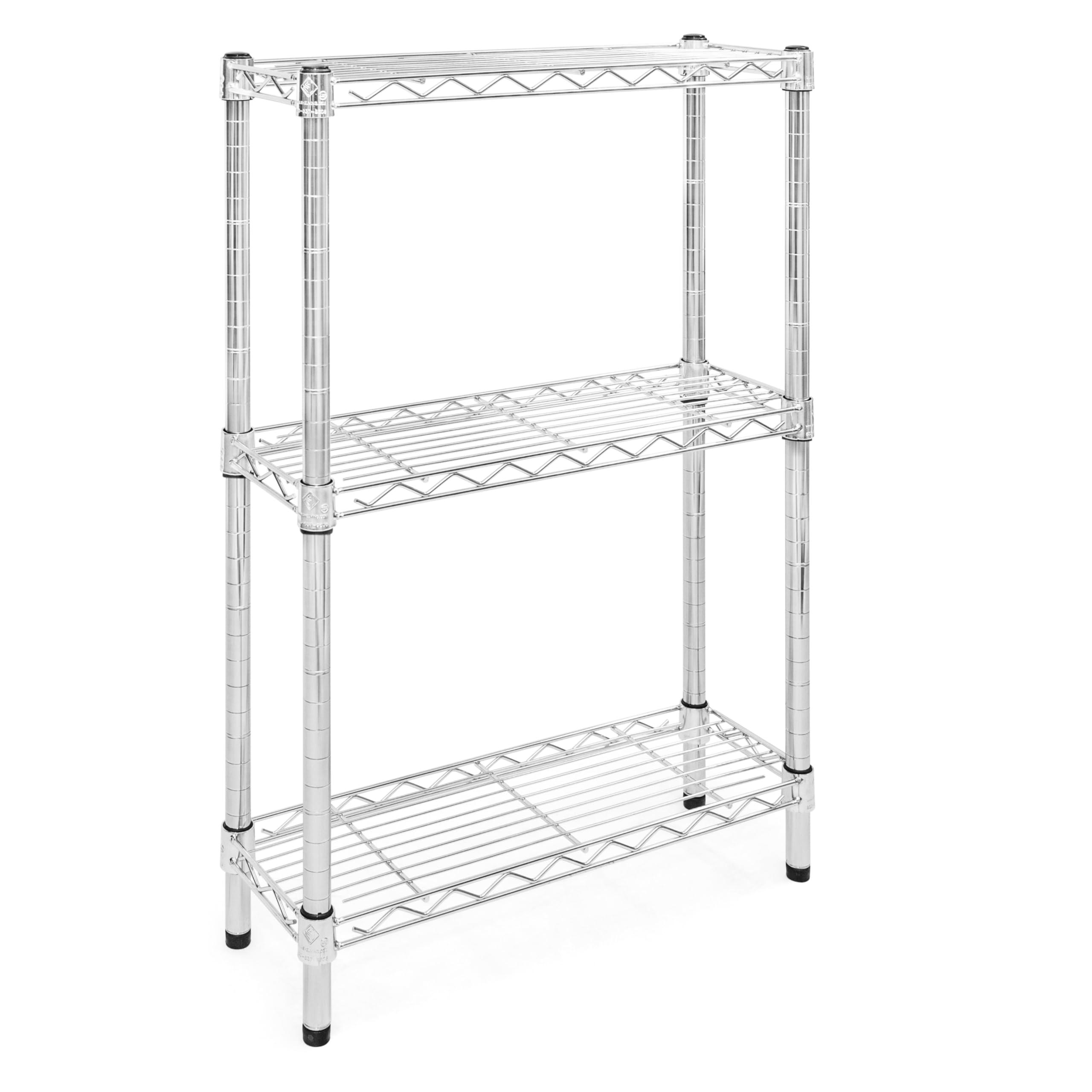 Shelving Inc. 8" d x 24" w Chrome Wire Shelving with 3 Tier Shelves, Weight Capacity 800lbs Per Shelf
