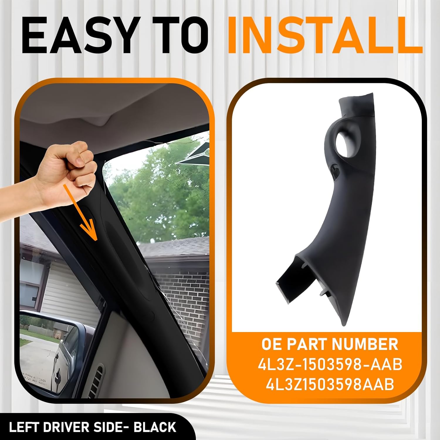 A Pillar Interior Trim Handle Left Driver Side Compatible with Ford F150 F-150 2004-2008 Lincoln Mark LT 2006-2008 A Pillar Grab Handle Assist Panel 4L3Z-1503599-AAA (Left Driver Side Black)