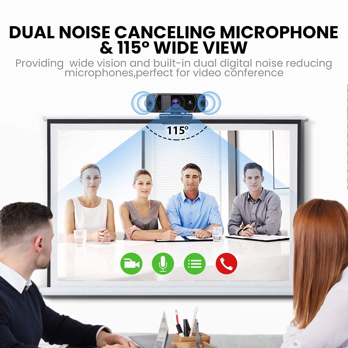 Webcam con copertura per la privacy, webcam HD 1080p, correzione della luce, plug and play, webcam per streaming di conferenze di gioco, per Mac, Windows, PC, computer portatile