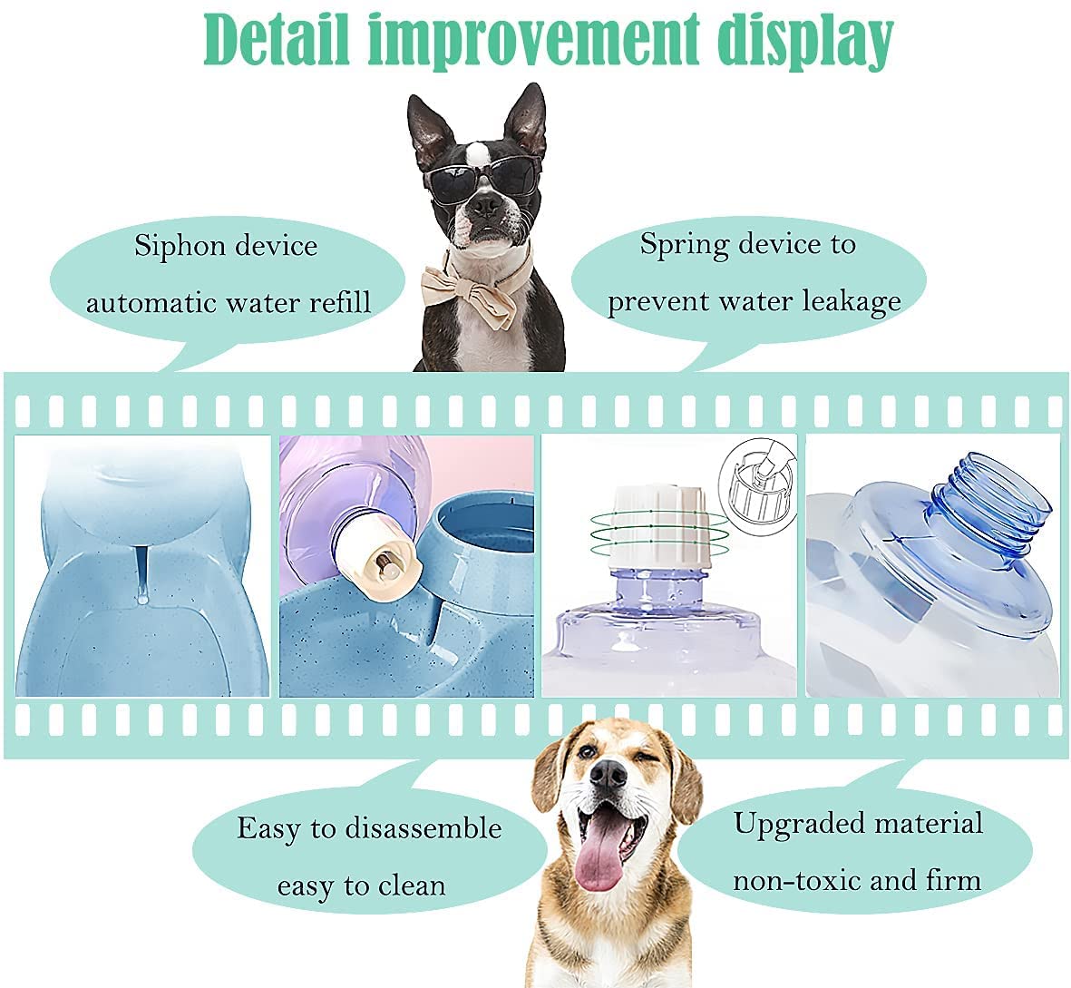 tgopit Gravity Pet Water Dispensers Self-Dispensing Water Bowl Dispenser and Automatic Dog Water for Small Large Pets Puppy Kitten Rabbit Bunny(Combo) 3