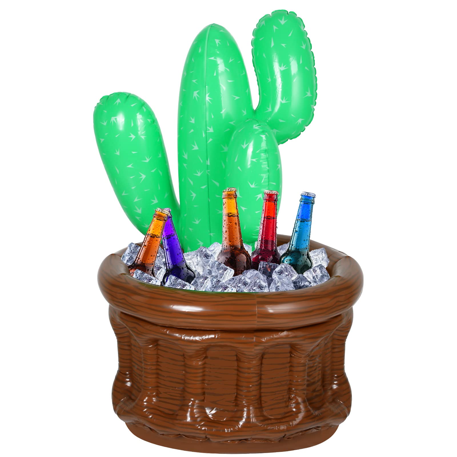 Bencailor Inflatable Cactus Cooler 27.6 x 18 Cactus Ice Bucket Drink Cooler Summer Pool Fiesta Party Decorations Hawaiian Party Supplies for Outdoor