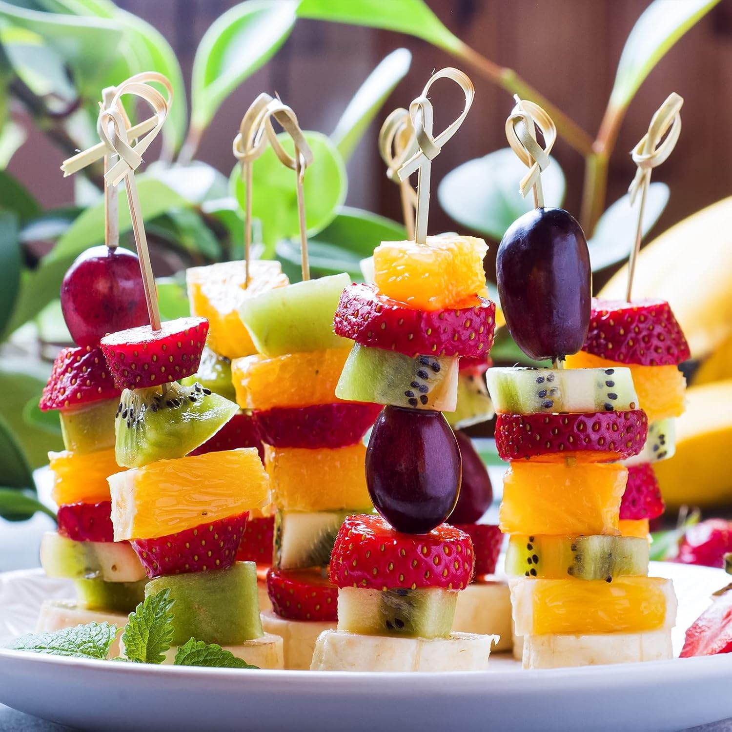 300 palillos de cóctel de bambú para aperitivos, palillos de dientes de 4.7 pulgadas para aperitivos, pinchos de nudo de bambú natural, palillos de alimentos, palillos de dientes elegantes para