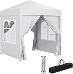 Outsunny 6,6'x6.6' Tente de canopée pop Up avec parois latérales, Camping à l'abri du soleil instantané Gazebo avec sac de transport, pour l'extérieur, jardin, patio, gris