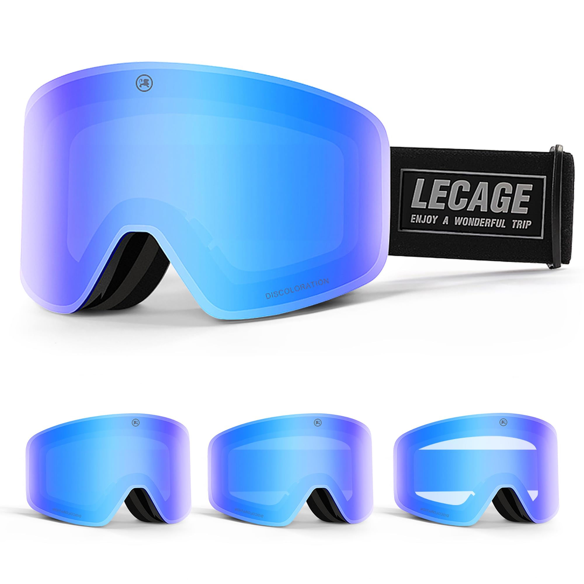 LECAGE Maschera Sci Fotocromatica Uomo Donna | Anti-Appannamento Senza Cornice | Design OTG Compatibile con Occhiali & Casco | Protezione UV400 per Sci, Snowboard & Outdoor Invernali