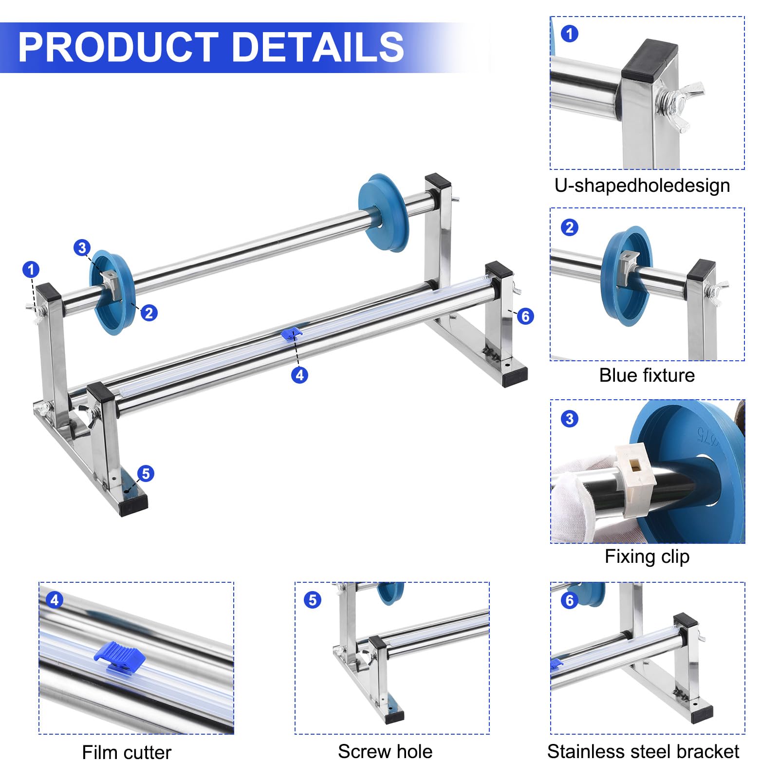 PATIKIL 17" Estensibile Avvolgi Erogatore Estensibile Pellicola Erogatore Scrivania Inossidabile Acciaio con 4pz Pellicola Slide Taglierina per 40cm Estensibile Avvolgibile