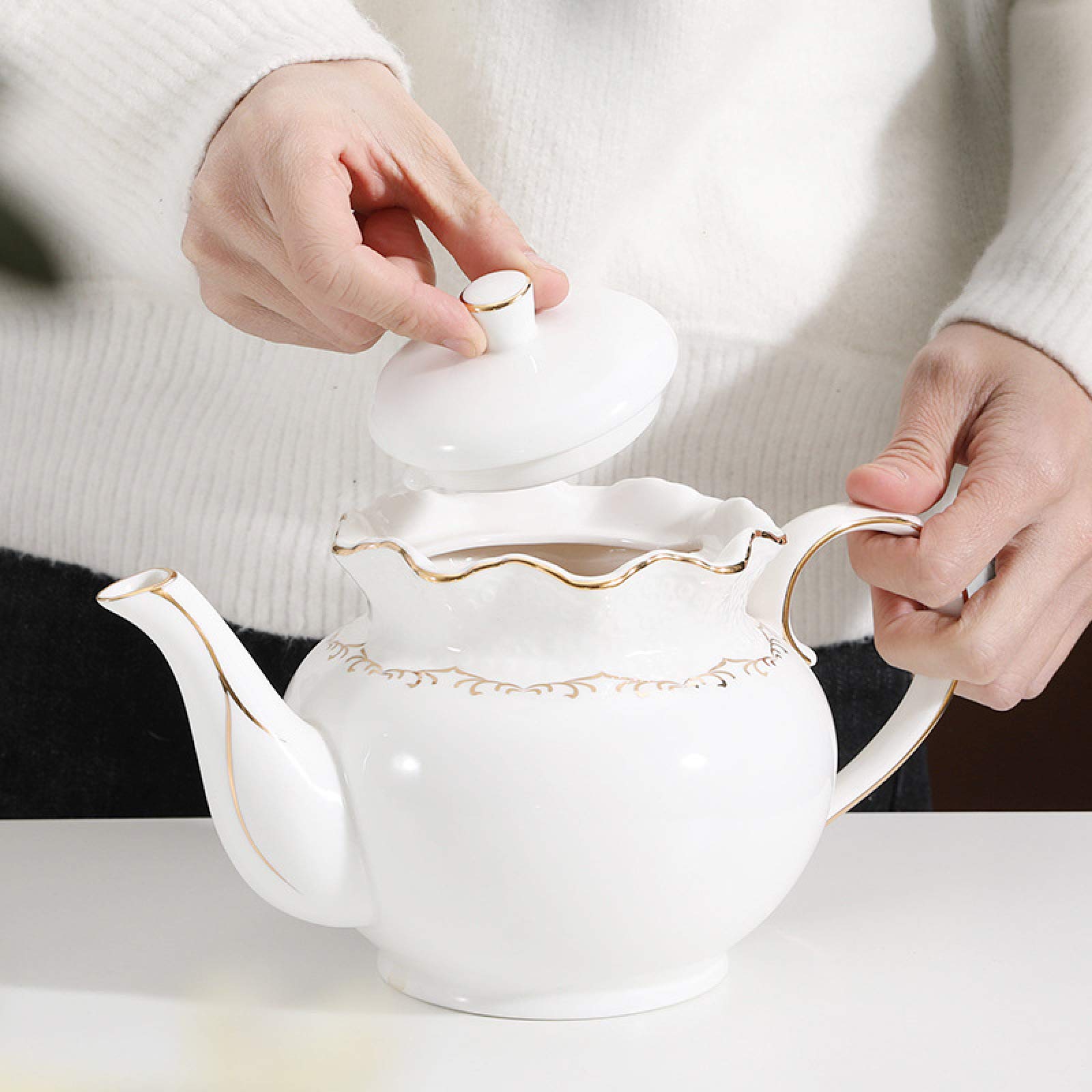 zestaw do herbaty, Porcelanowe ceramiczne zestawy do kawy i herbaty prezentowy zestaw z czajniczkiem brytyjski podwieczorku filiżanek serwis weselnej dla dorosłych