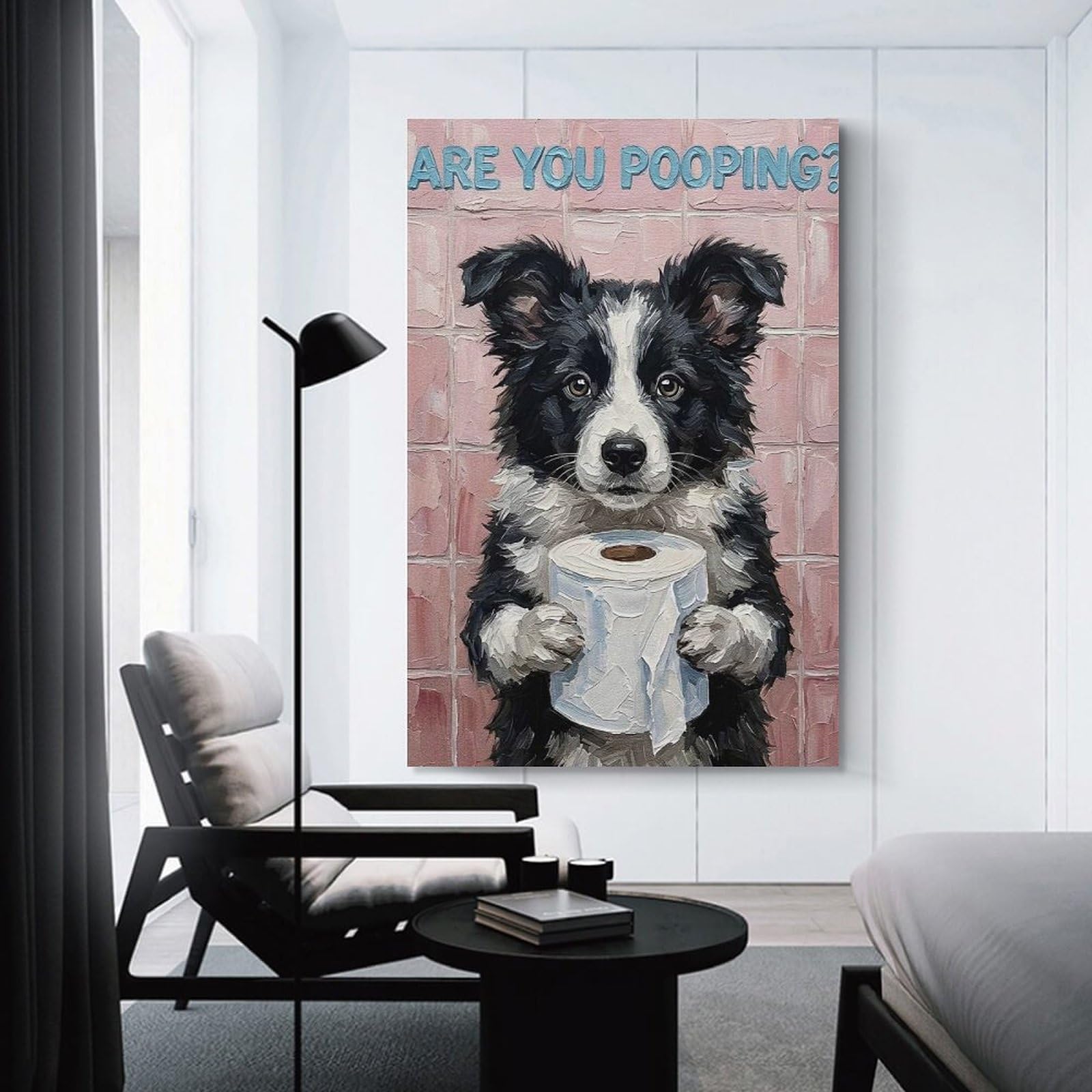 Junmoney Are You Pooping Dog Art Wall Decor Canvas Print, 20x30inch(50x75cm), for Wall Displays, Bedrooms Or Room Updates, Wall Decor Suited to Curated Displays