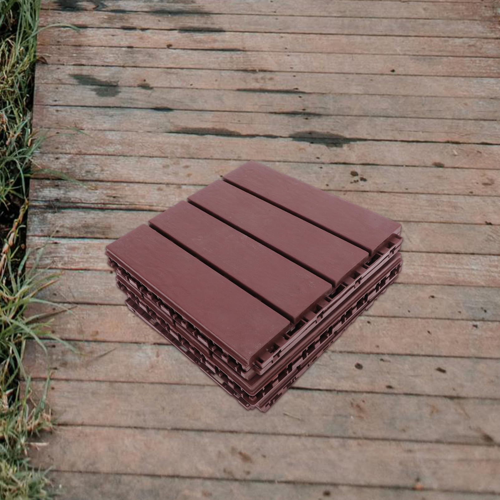 HOMSFOU 6piezas Baldosas Interlocking Para Patio y Jardín Suelo Exterior Antideslizante Resistente Al Agua y Duradero Para Balcón y Terrazas