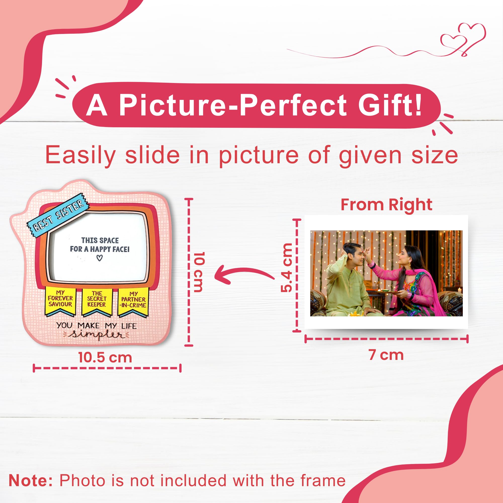 Baar Baar Dekho -Combo of 2: Best Sister, Best Brother| Photo Fridge Magnet | Home Decor | Unique Wooden Photo Frame |Gifts for Rakhi | Birthday| Sister, Brother | 10 X 10 CM (Set of 2) 1