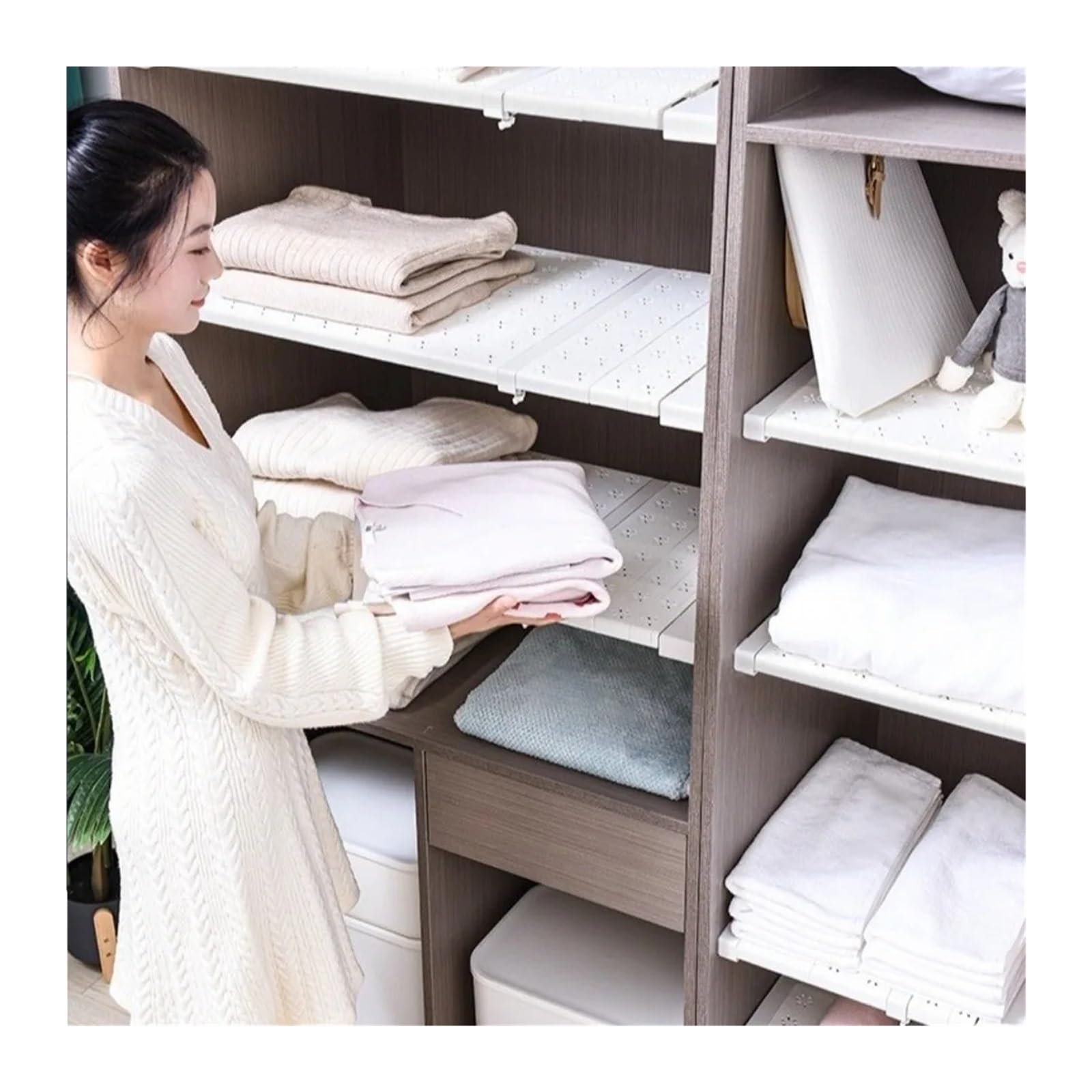 1pcs Wardrobe Storage Shelf Punch-free Für Schränke