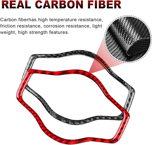 Miniatura 6 de JUPIZEUS Fibra de carbono, para Audi Q5A4A5 2009-2016, cubierta de marco de botón para faros de automóvil, accesorios interiores, color rojo