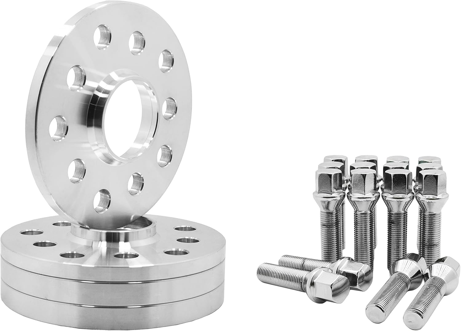 4 Pc Billet 5x130 mm Hub Centric Wheel Spacers | 15 mm & 20 mm | 71.5 MM + ZInc Conical Bolts Compatible with Porsche 911 924 928 Boxter Cayman Panamera Aftermarket Wheels