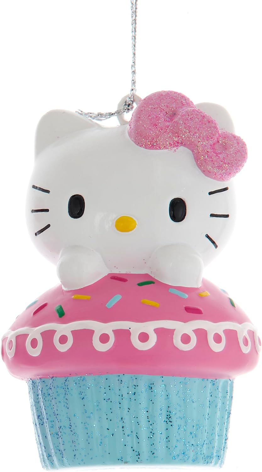 Kurt Adler Hello Kitty™ with Cupcake Ornament, Blue Cupcake Wrapper