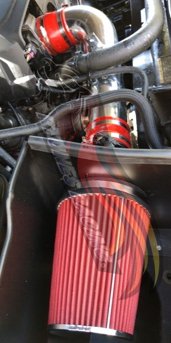 Cold Air Intake System with Heat Shield Kit + Filter Combo RED Compatible For 07-08 Escalade Avalanche Silverado Suburban Cheyenne Tahoe Sierre Denali Yukon 5.3L/6.0L V8