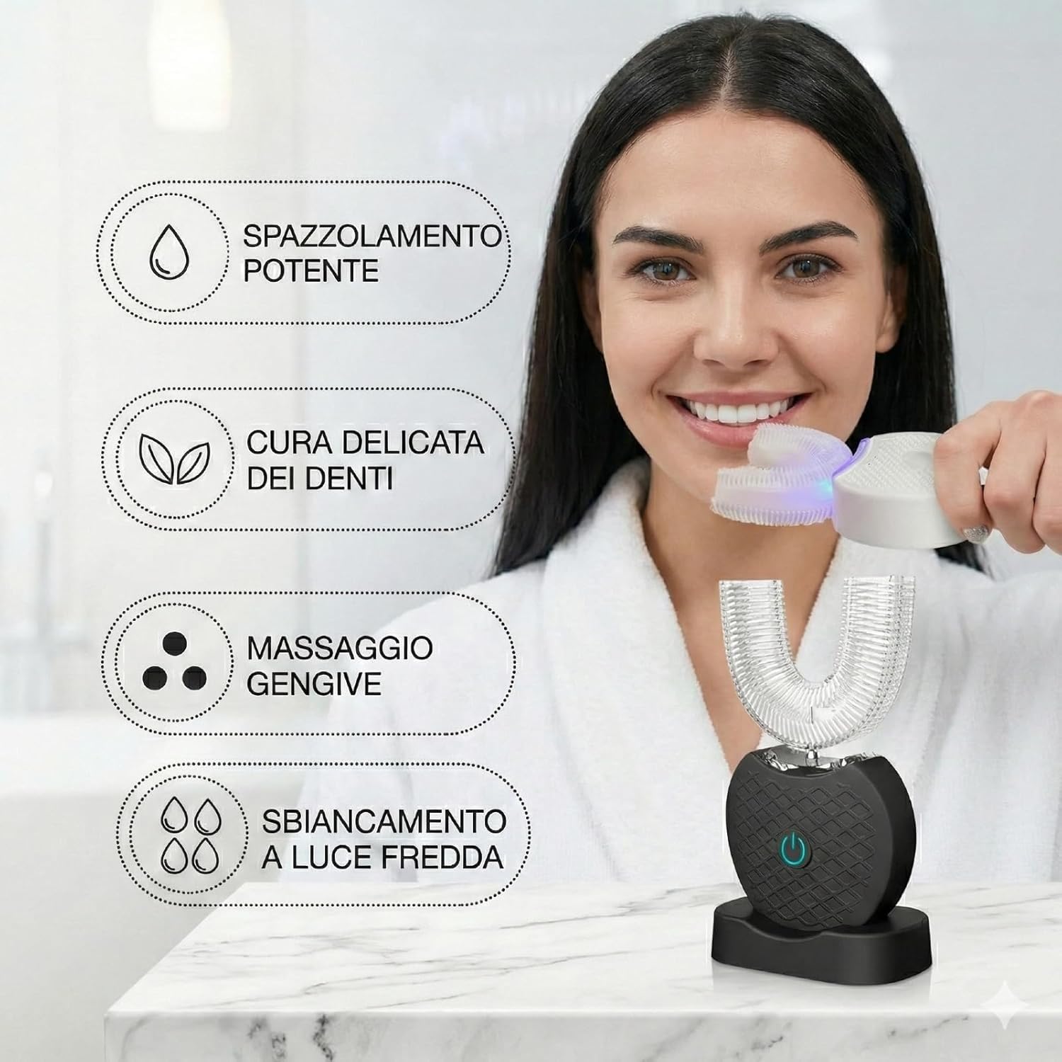Toothbrush, Spazzolino Sonico 360° Con Pulizia Automatica, Spazzolino Elettrico Sonico Wireless a Ultrasuoni Testina in Silicone Alimentare (blu e rosa （2PCS）)
