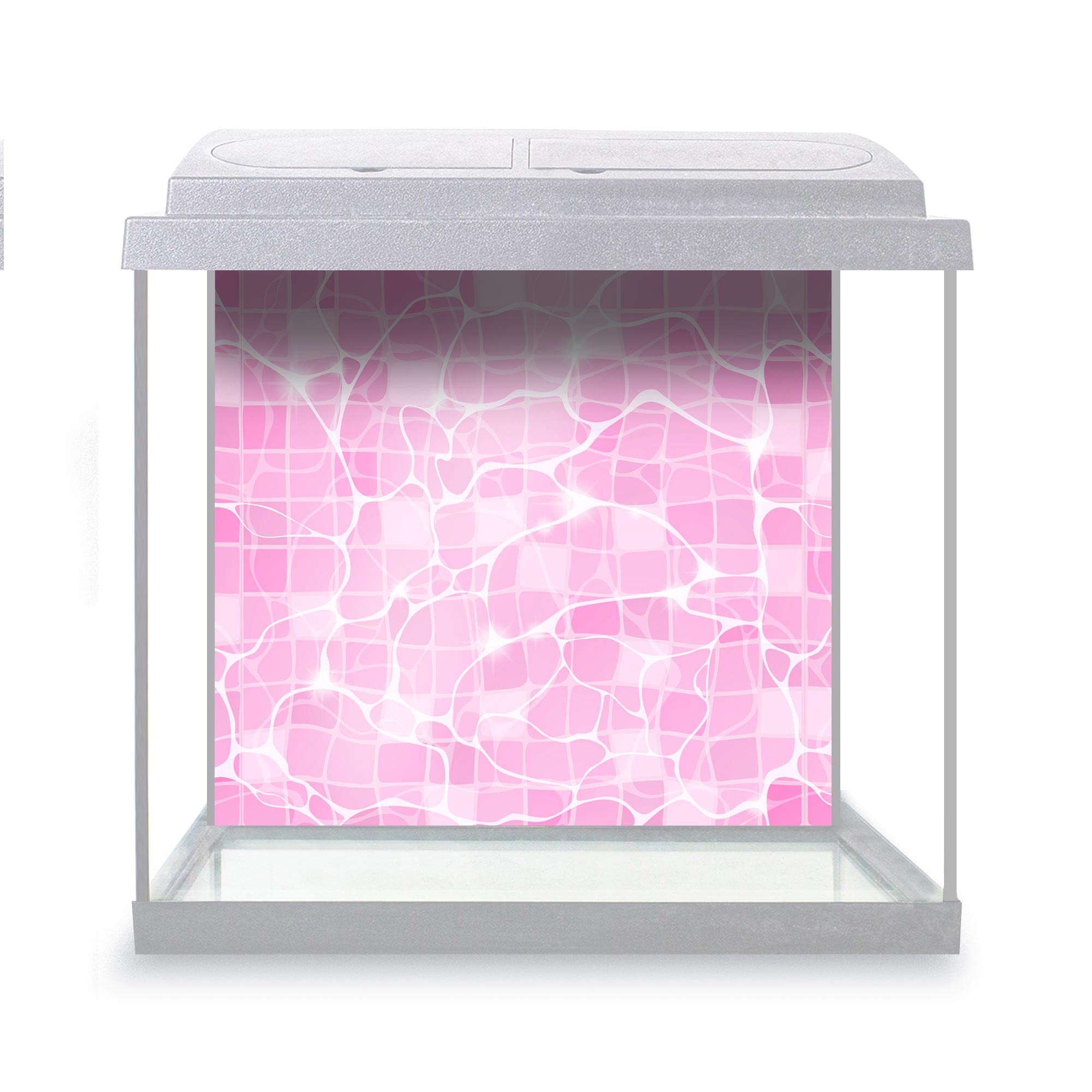 DV DESIGN Aquarium Fish Tank Background 52x47 cm - Water Pink Aqua Surface Transparent Liquid Texture Sun Rays Light Static Cling Vinyl Vivarium Terrarium External Application #500134 โ image 1