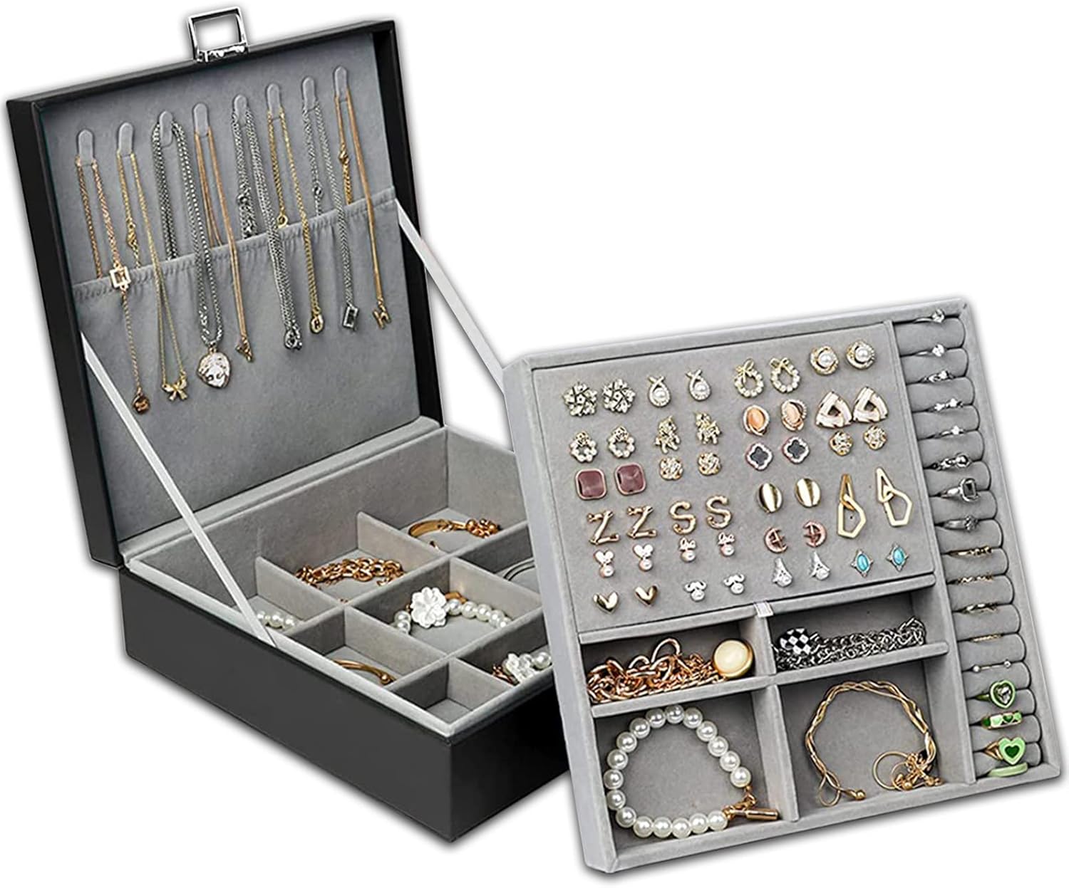Jewelry Box, 2 Layer Jewelry Boxes with PU Leather, Jewelry Organizer