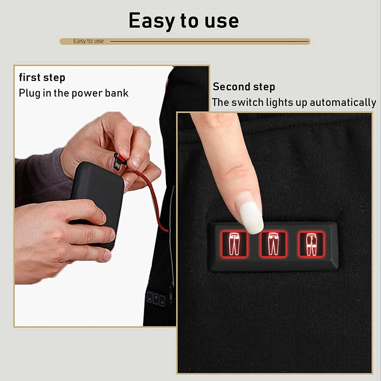 Beheizte Hose USB Elektrisch beheizte Hose Beheizte Lange Unterhose for Männer Frauen Thermounterwäsche mit 8 Wärmebereichen for Winter Outdoor Camping Wanderausrüstung