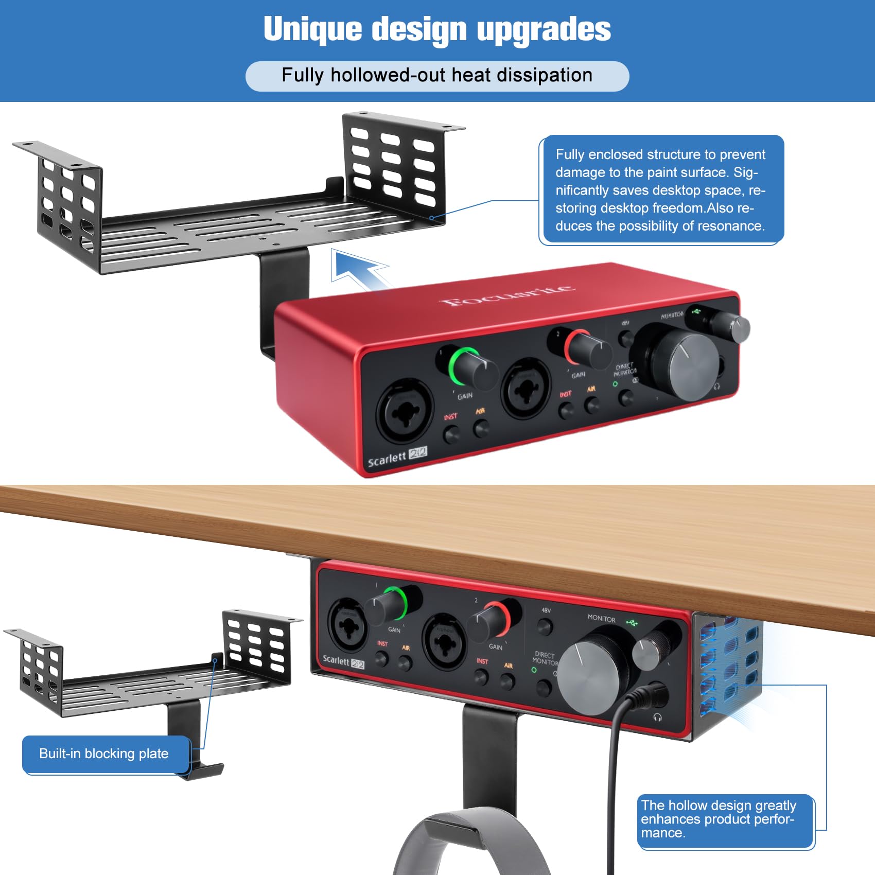 Amazon | Focusrite Scarlett 2i2 第3世代用メタルアンダーデスク
