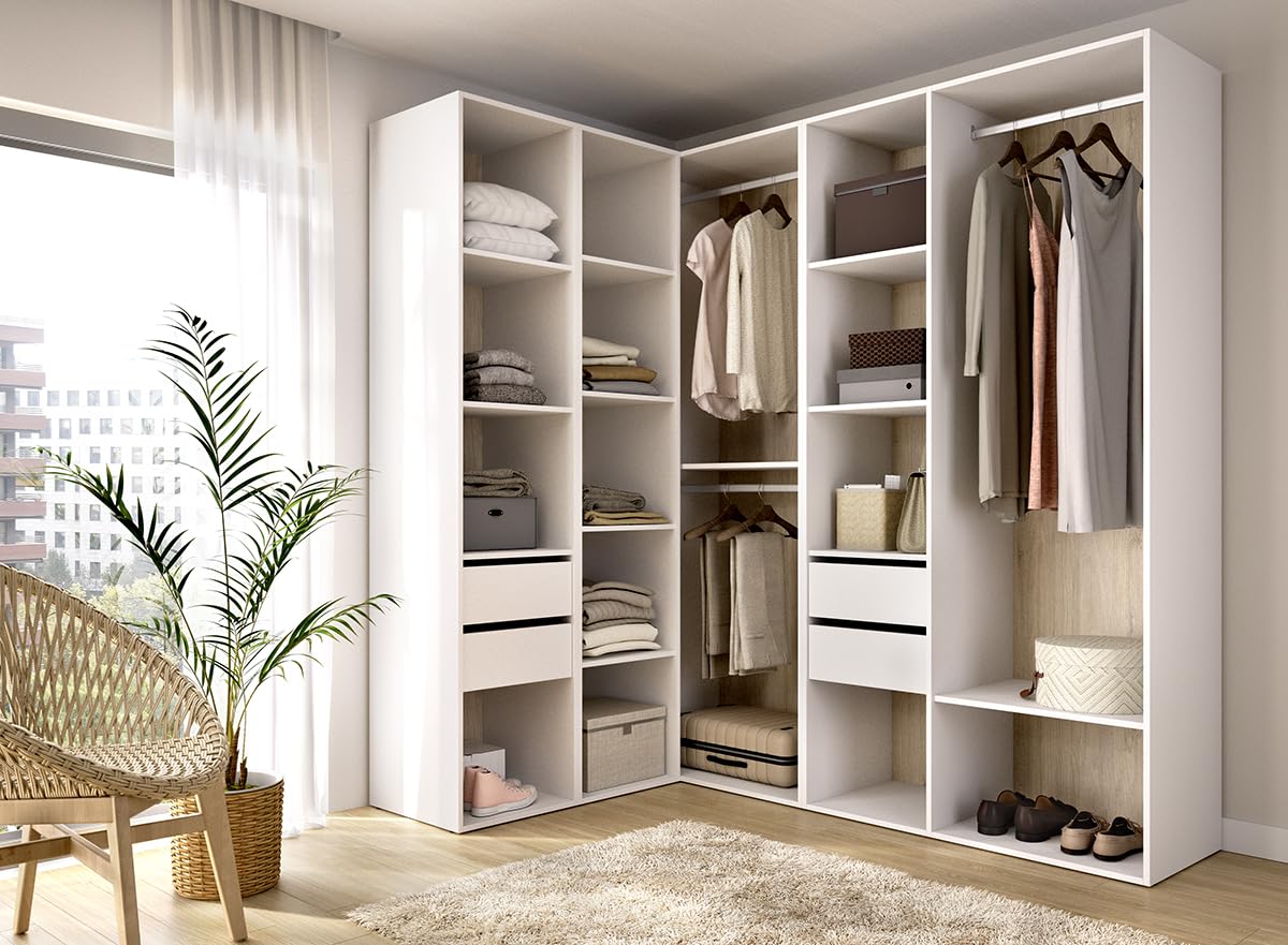 DEKIT Grupo RIMOBEL-Conjunto Armario-VESTIDOR Rincon con Trasera Reversible