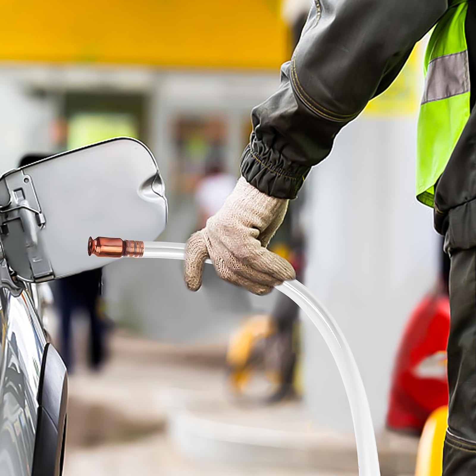 2 Pz Pompa a Sifone, Sifone Tubo Pompa 1,8 m/ 2,5 m Automatica Pompa Travaso Benzina per Trasferimento Gas/Benzina/Diesel/Carburante/Acqua