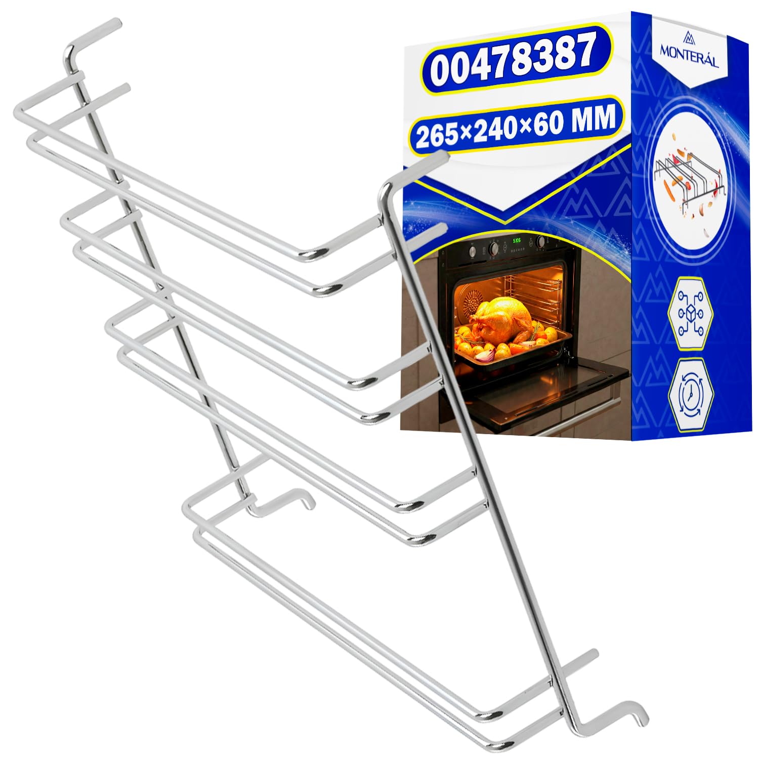 Soporte Lateral para Bandeja y Rejilla de Horno 240x265x60 mm 00478387 | 478387 para Bosch para Siemens para Balay para Constructa para Neff - Garantía de 10 Años - MONTERAL