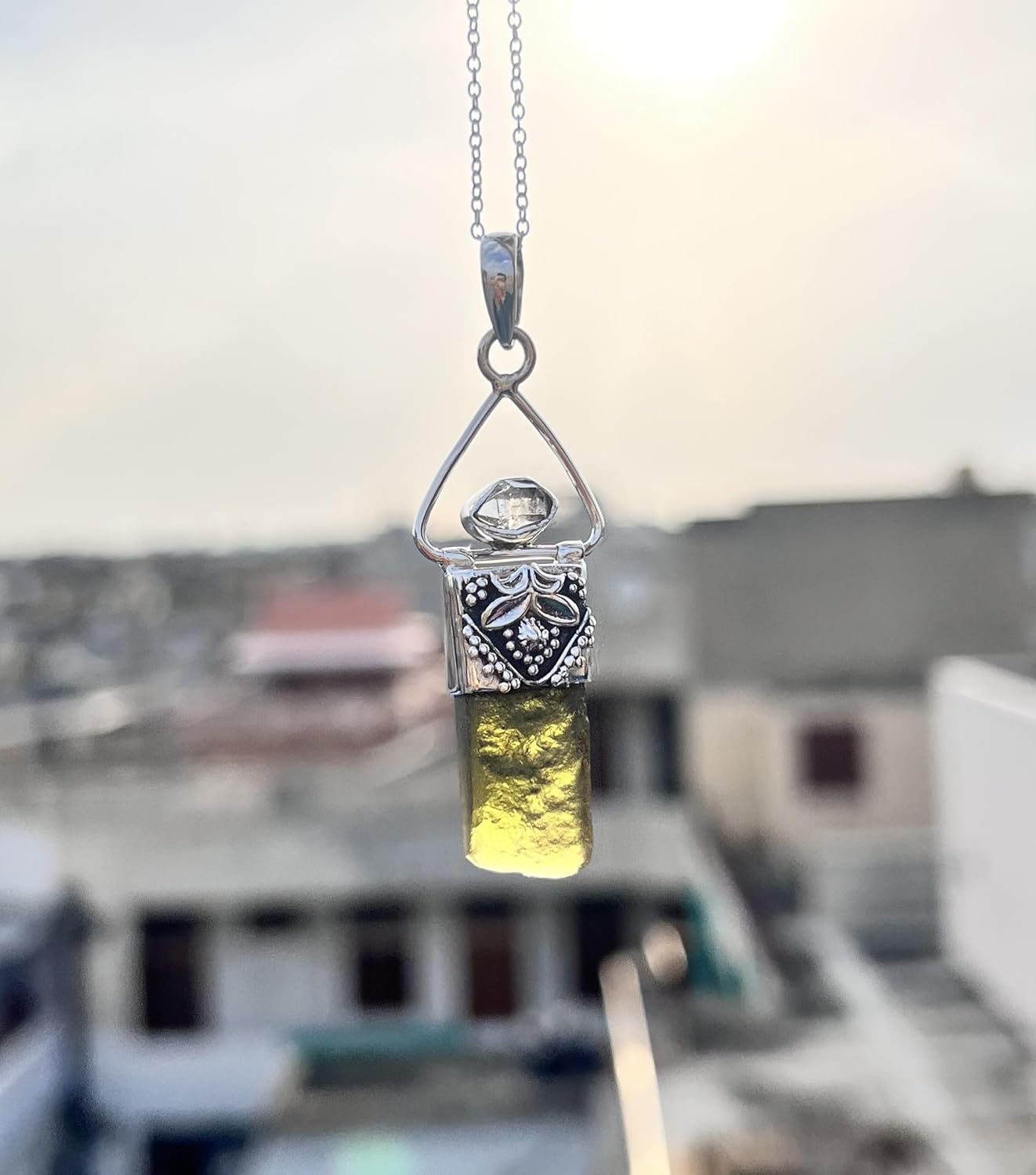 925 Sterling Silver Moldavite Necklace Real for Women Men Healing Crystal with Silver Chain Green Natural Energy Gemstone Pendant for Protection and Healing - Image 6