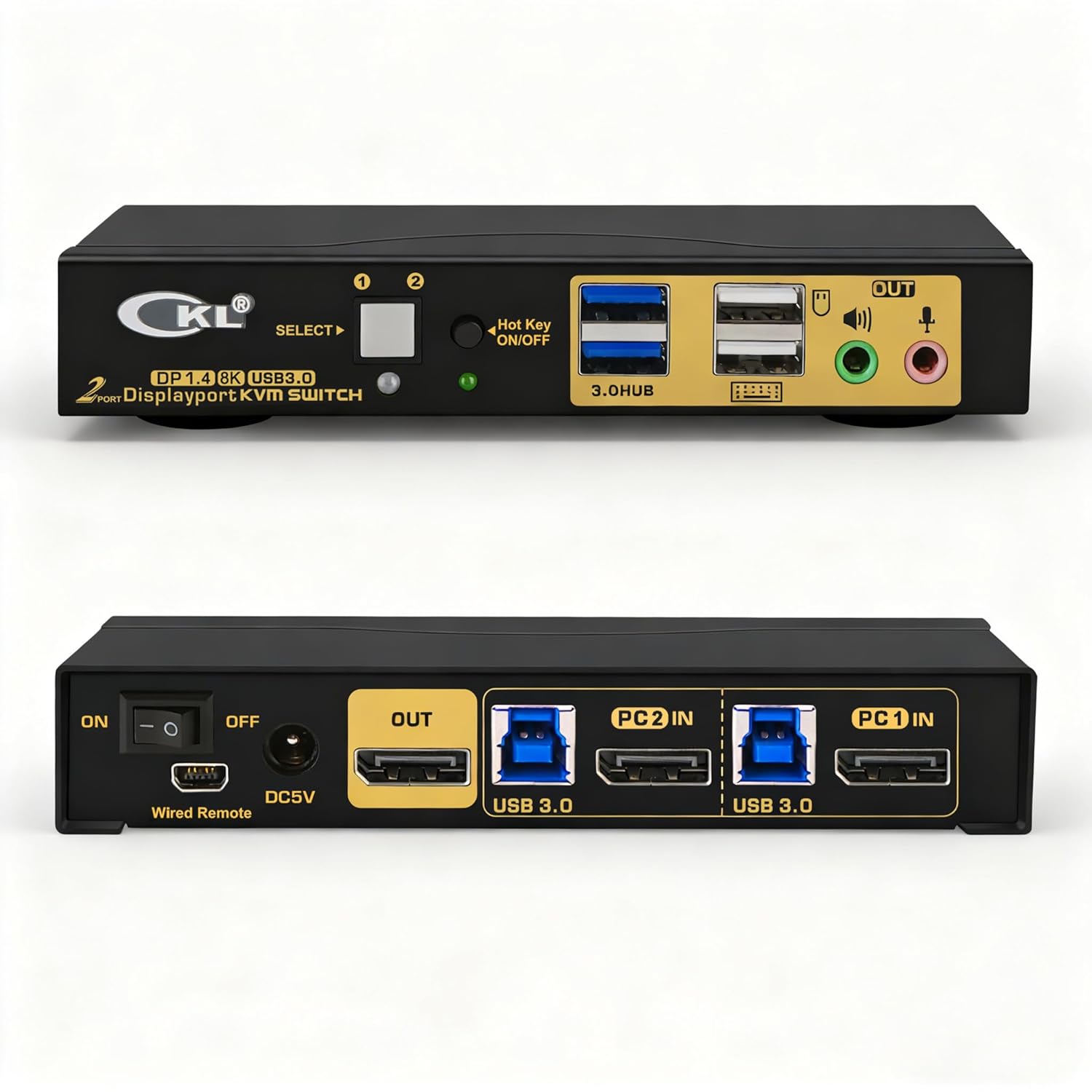 CKL DisplayPort KVM Switch (4K@60Hz for 2 Computers 2 Monitors Supports Hotkey)