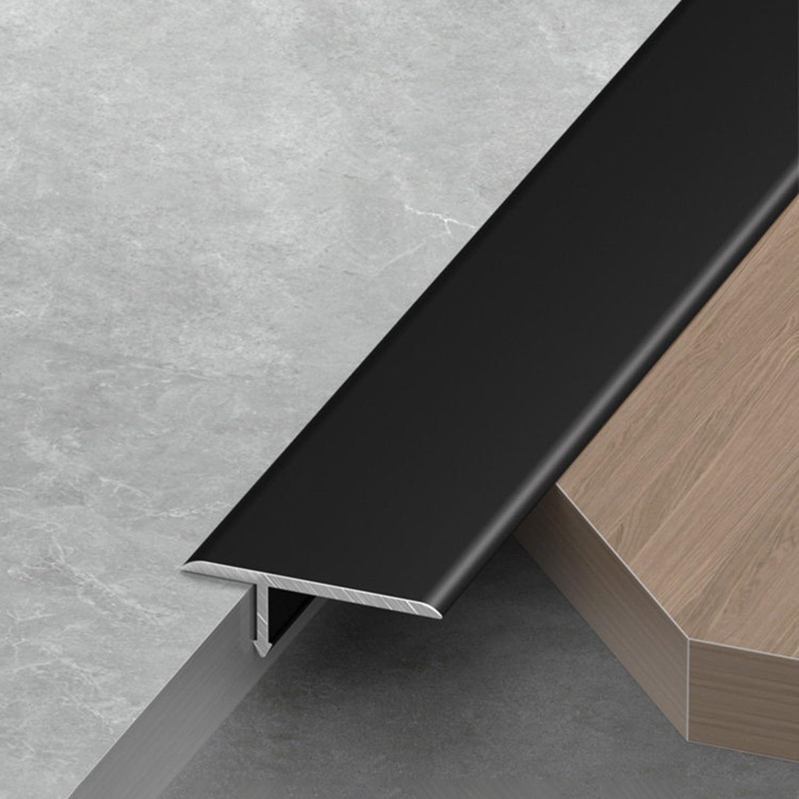 3 PCS Thickened Floor Transition Strip for Doorways, T Molding Threshold Gap Cover, Cuttable Waterproof Seam Filling Strip for Wall Decoration(Black)