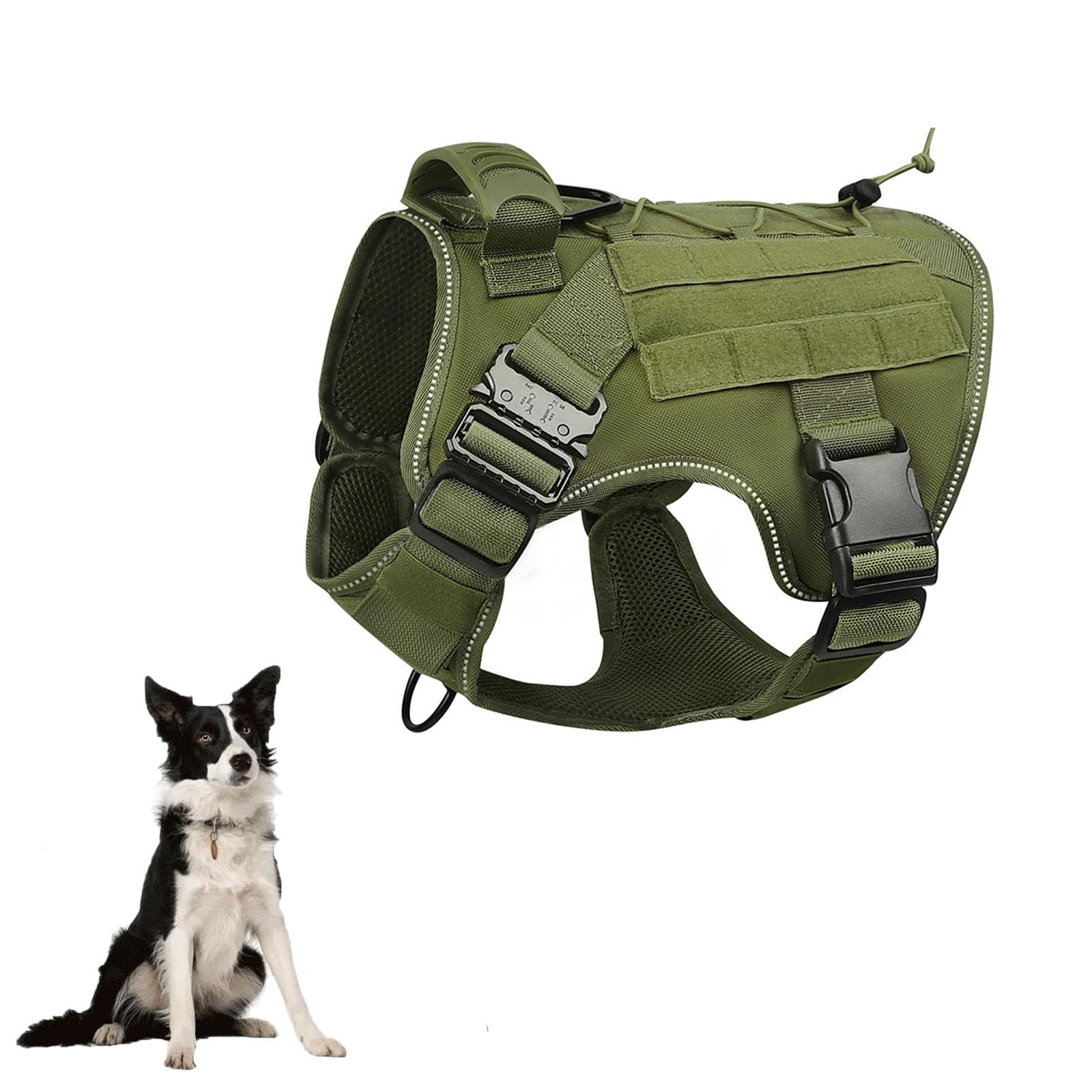 Imbragatura Tattica Riflettente per Cani, Imbracatura per Animali Domestici Regolabile E Facile da Controllare, con Maniglia, Imbracatura Tattica per Cani A Movimento Rapido,B,L