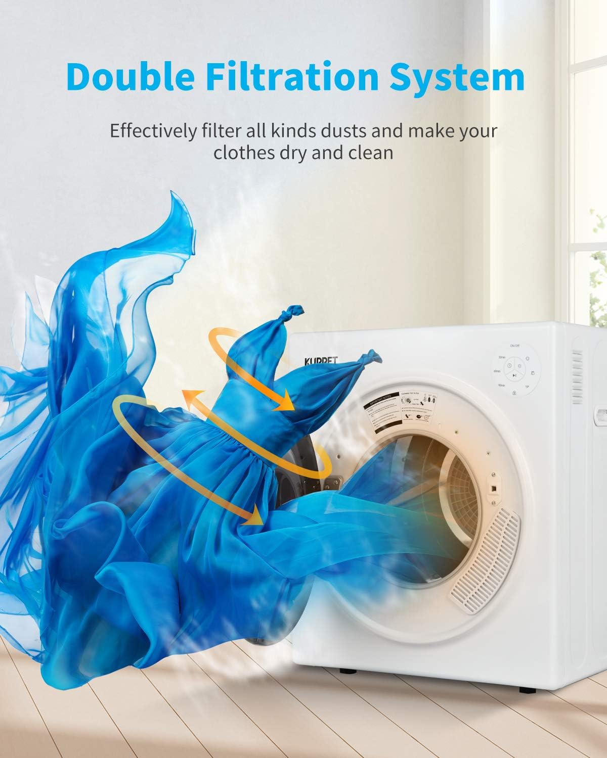 Black Friday - 50% OFF KUPPET 1300W Compact Laundry Dryer, 11lbs Portable Dryer with Stainless Steel Tub, Control Panel Upside Easy Control for 4 Automatic Drying Mode, Portable Clothes Dryer for Apartments and Home, White Holiday Deals 🛒 KUPPET 1300W Compact Laundry Dryer, 11lbs Portable Dryer with Stainless Steel Tub, Control Panel Upside Easy Control for 4 Automatic Drying Mode, Portable Clothes Dryer for Apartments and Home, White