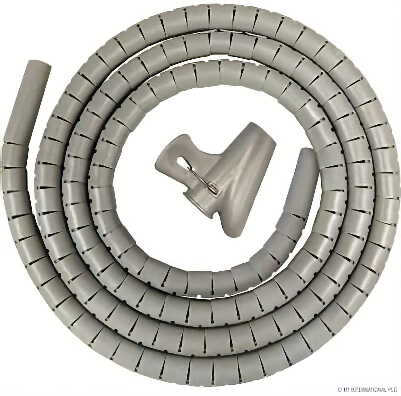 Ecom Source Cable Tidy, 2 Metre, Grey, Including Spiral Wrapping Band and Fitting Tool – Perfect for Cable Management for PC and TV Wires at Home or Office